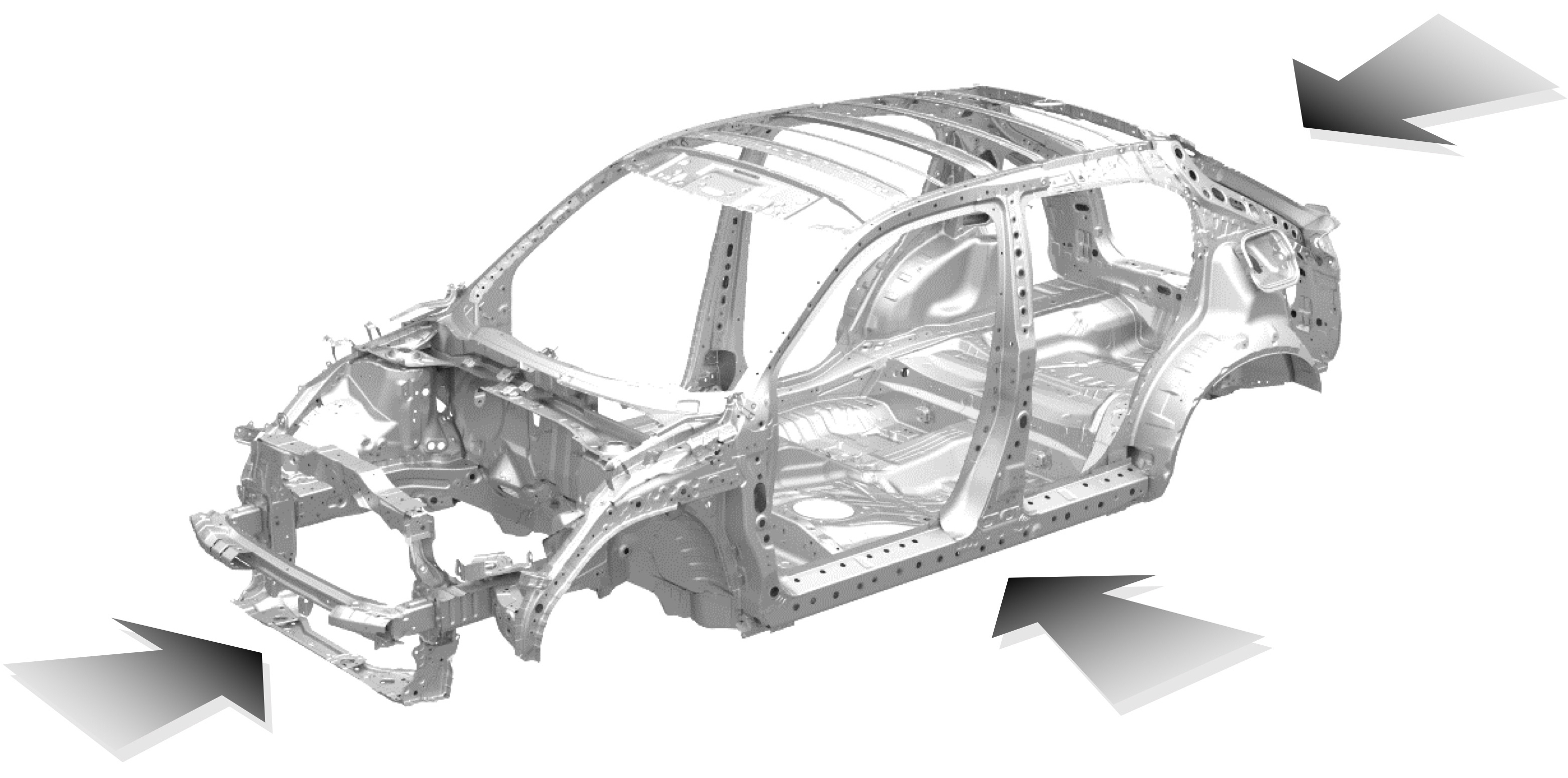 ホンダヴェゼルのモノコック構造（衝突安全設計ボディー ）