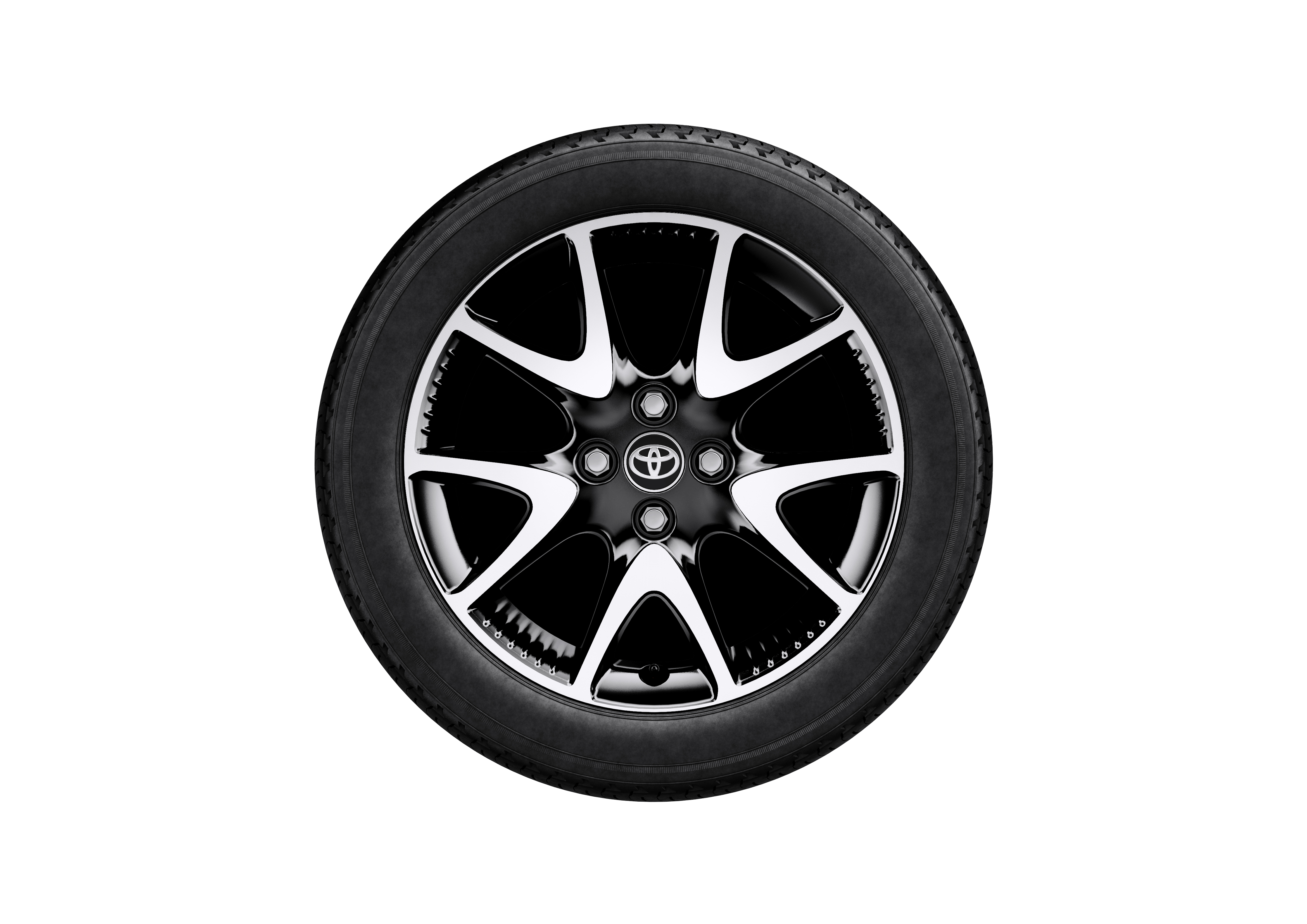 トヨタヤリスZ185/55R16タイヤ＆16×6Jアルミホイール
（切削光輝＋ブラック塗装／センターオーナメント付）