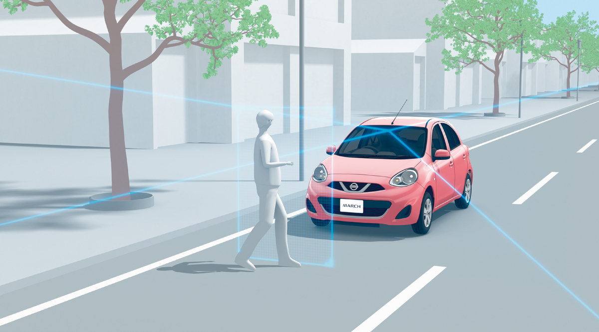 日産マーチの歩行者検知機能